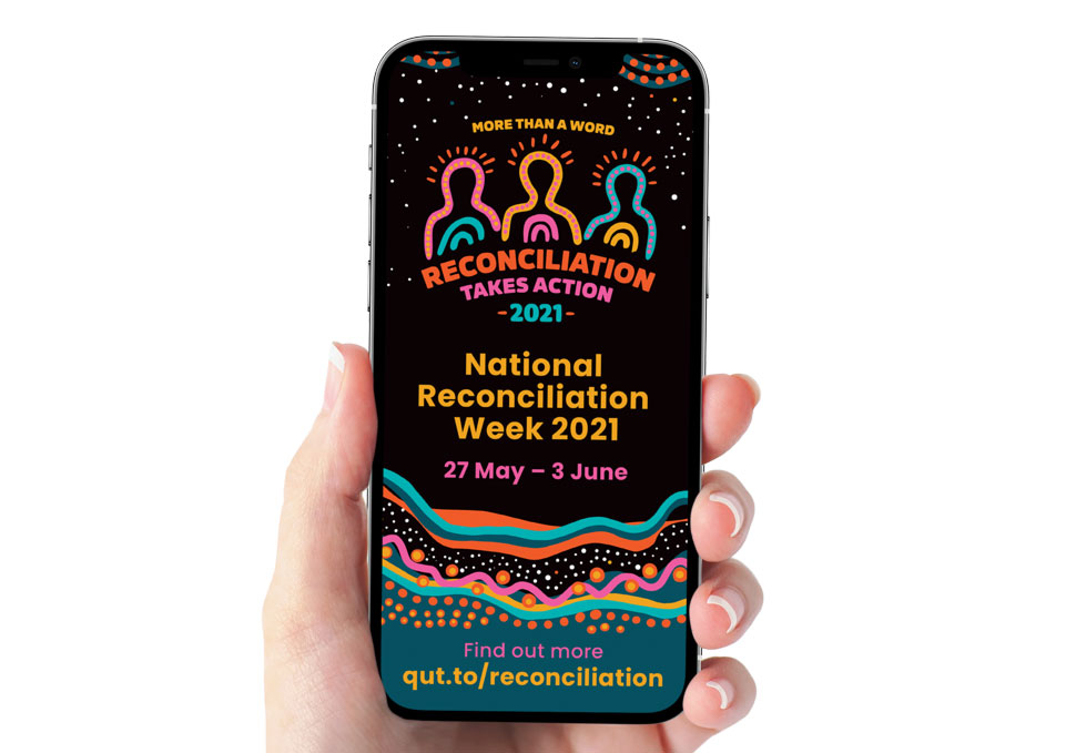 Communication, National Reconciliation Week 2021 graphic displayed on mobile phone