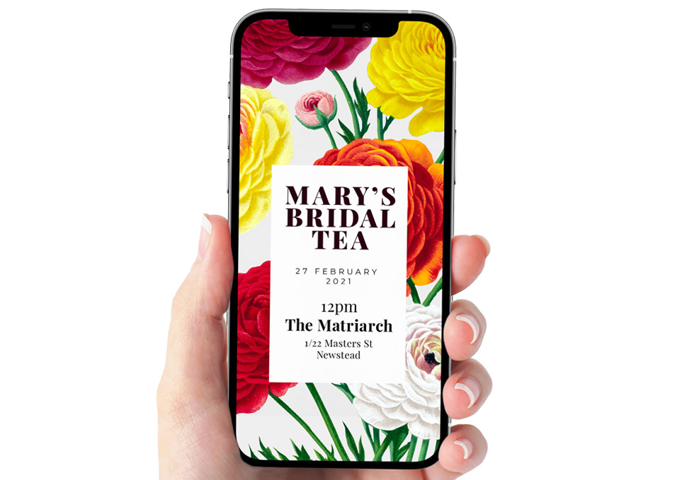 Graphic design, Bridal shower digital invitation on iPhone by Maya Walker