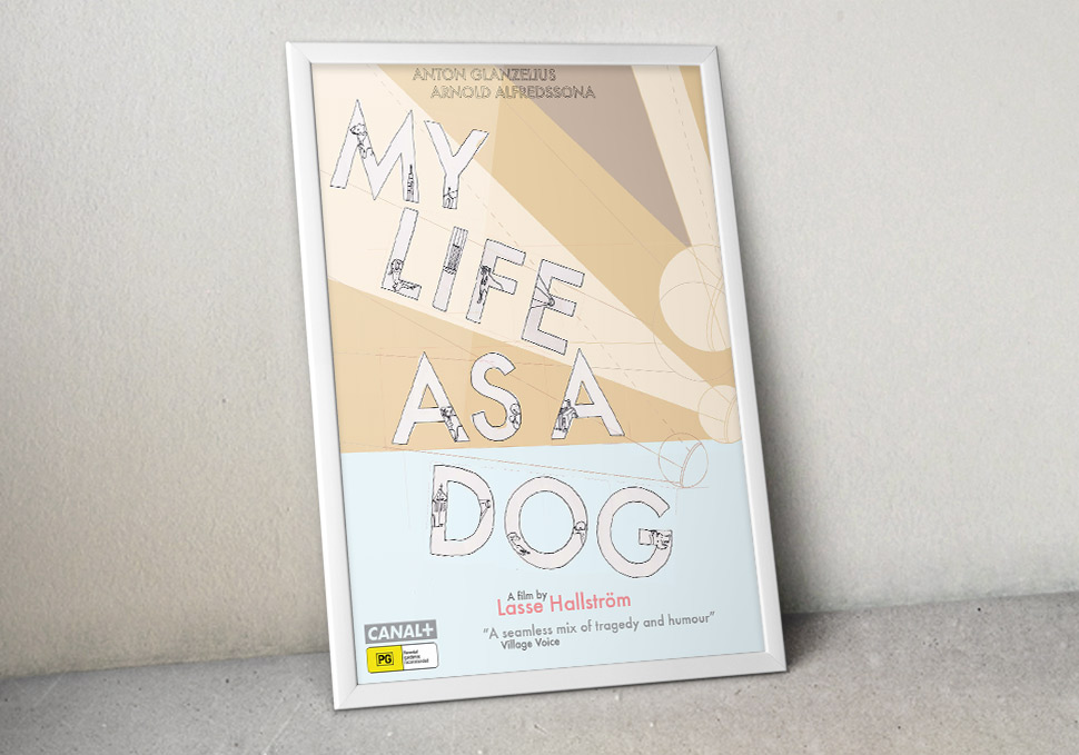 Graphic design, My Life As A Dog framed movie poster by Maya Walker