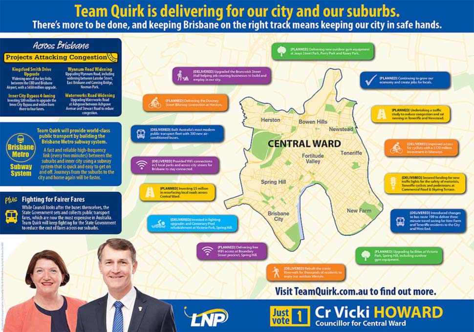 Graphic design, Lord Mayor Graham Quirk A3 newsletter inside spread by Maya Walker