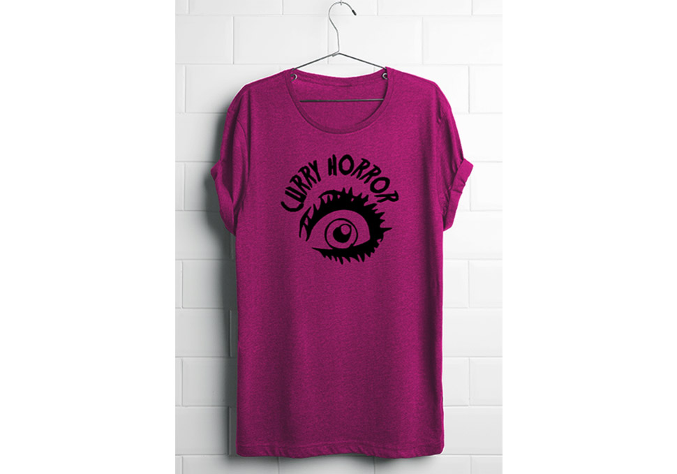 Graphic design, screen printed shirt Curry Horror, new standard by Maya Walker
