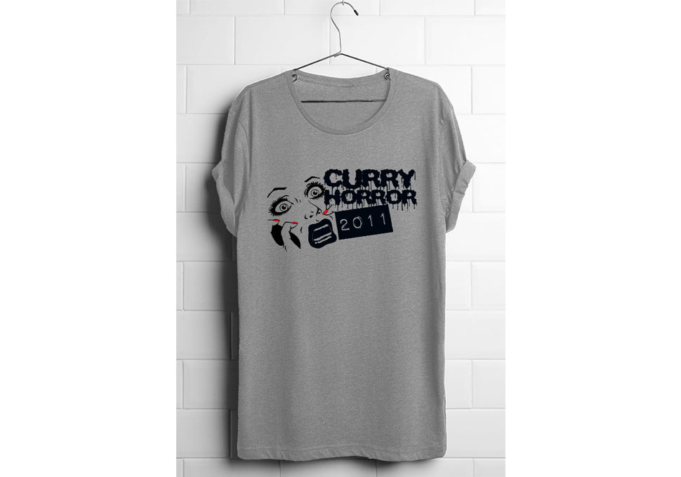 Graphic design, screen printed shirt Curry Horror 2011 by Maya Walker