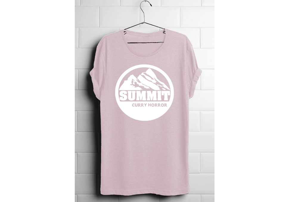 Graphic design, screen printed shirt Curry Horror, Summit limited edition by Maya Walker