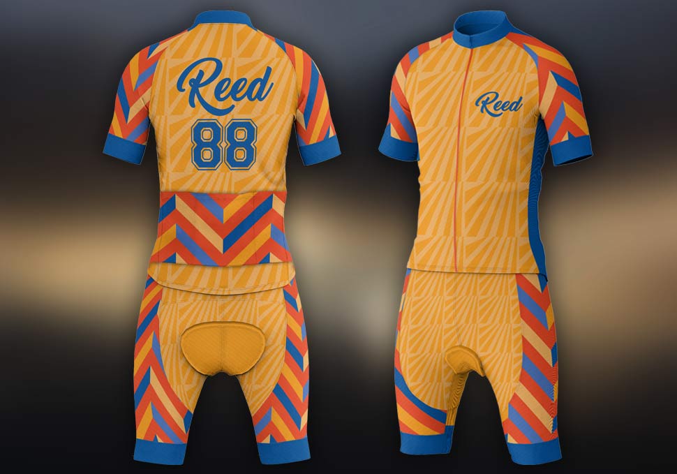 Graphic design, custom cycling kit by Maya Walker
