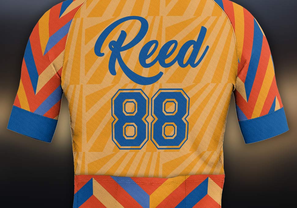 Graphic design, custom cycling kit by Maya Walker