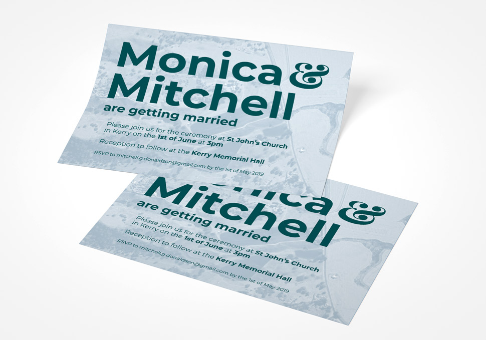 Graphic design, Wedding print invitation by Maya Walker