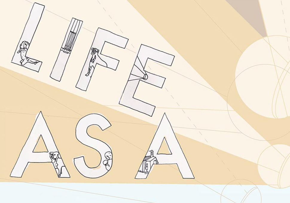 Graphic design, detail of My Life As A Dog movie poster by Maya Walker
