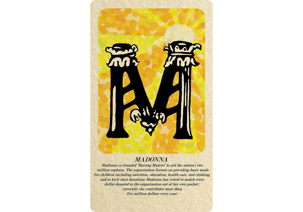 Graphic design, front of solace card featuring Madonna design by Maya Walker