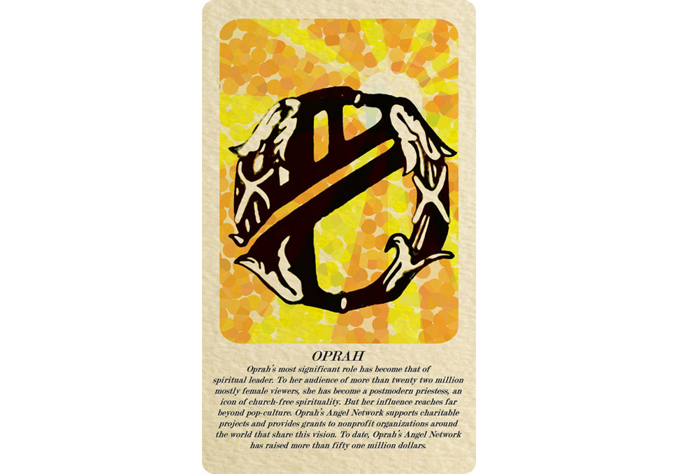 Graphic design, front of solace card featuring Oprah design by Maya Walker