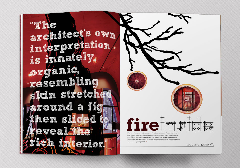 Graphic design, Zapata print magazine spread redesign by Maya Walker